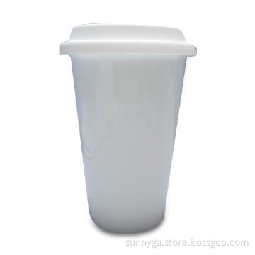 Ceramic White Mug with Silicone White Lid, Available in Various Logo Printings